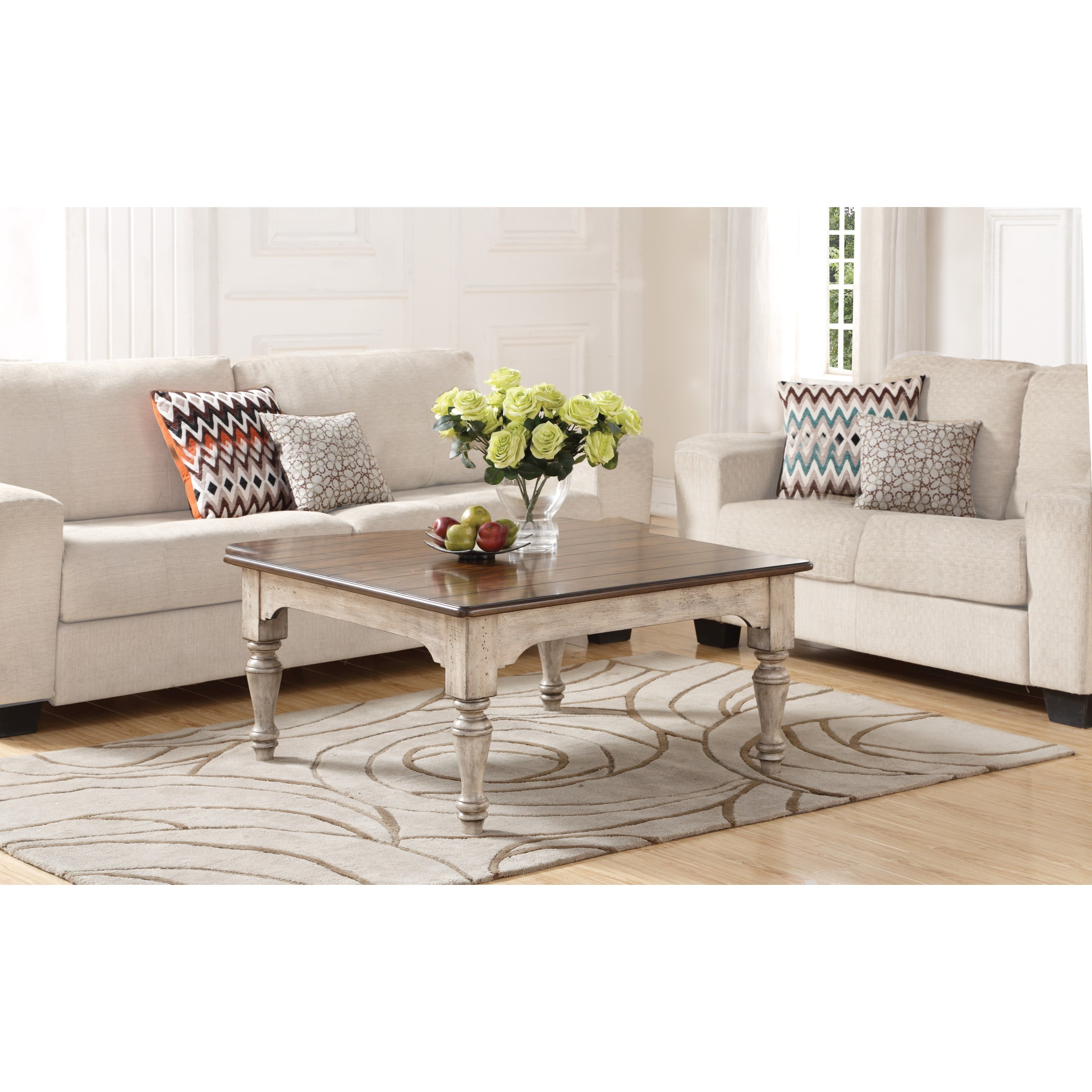 Flexsteel Wynwood Collection Plymouth W1447032 Relaxed Vintage Square Cocktail Table with